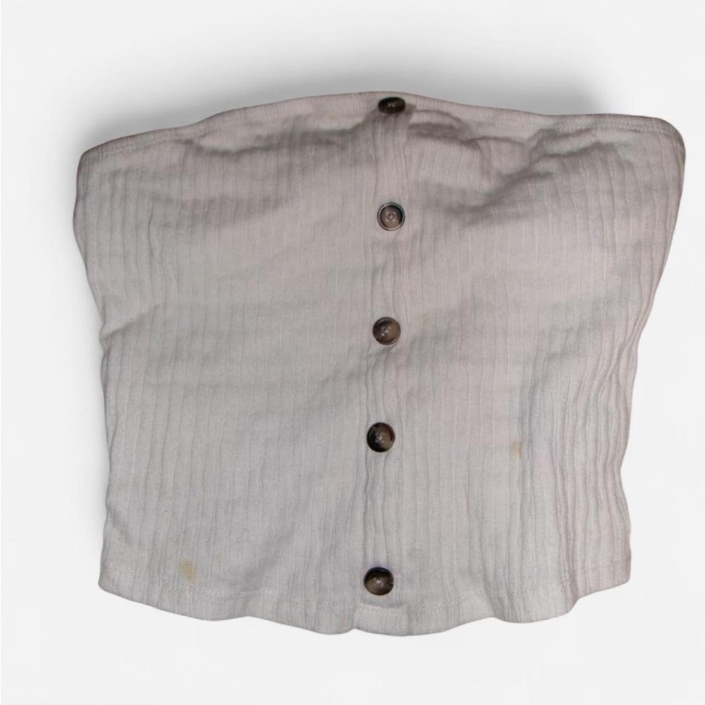 Beige Button-Up Tube Top